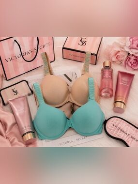 Victoria’s Secret Bra Bundle 32DD (70E) Nude & Aqua Blue
